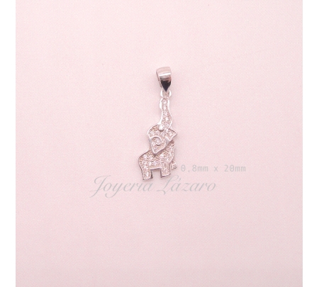 COLGANTE GR. PLATA ELEFANTES TROMPA ALTA CIRCONITAS