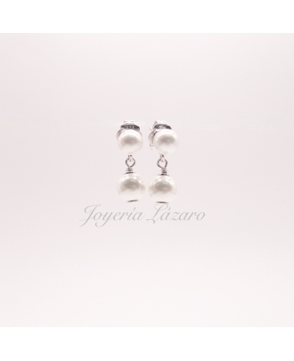 PEND. PLATA,DOBLE PERLA 6Y7 MM ORQUIDEA SEMI LARGO                                                  