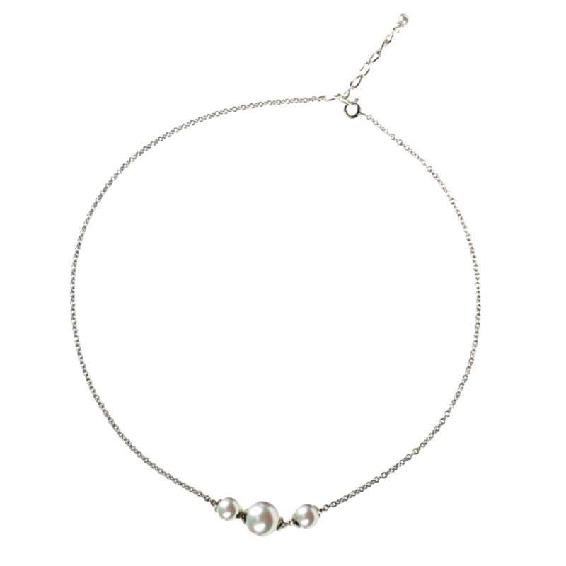 PLATA/PERLA ORQUIDEA GARGANTILLA 3BOLAS                                                             