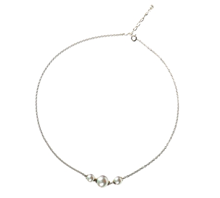 PLATA/PERLA ORQUIDEA GARGANTILLA 3BOLAS