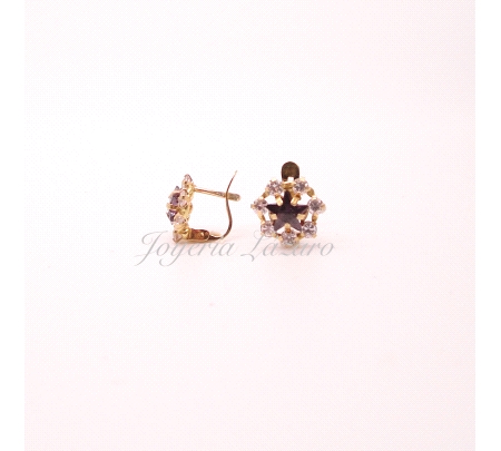 PEND. S. ORO 18 KTS FLOR CIRCONITAS CON AMATISTA                                                    