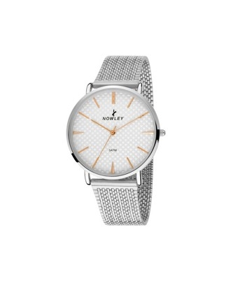 NOWLEY RELOJ VINTAGE CABALLERO MALLA ESFERA BLANCA                                                  