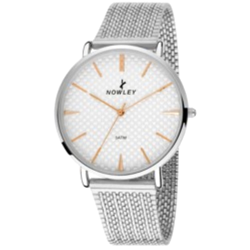 NOWLEY RELOJ VINTAGE CABALLERO MALLA ESFERA BLANCA                                                  