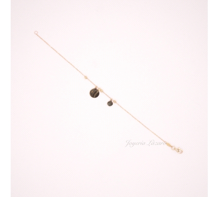 ORO 18 KTS PULSERA 2 CIRCULOS,BOLAS
