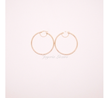 PEND. AROS ORO 18 KTS TUBO LISOS 2X40MM INT                                                         