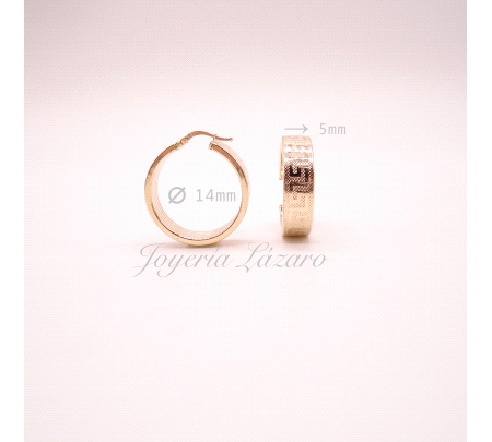 PEND. AROS ORO 18 KTS TABLA GRECA 6MMX15INT                                                         