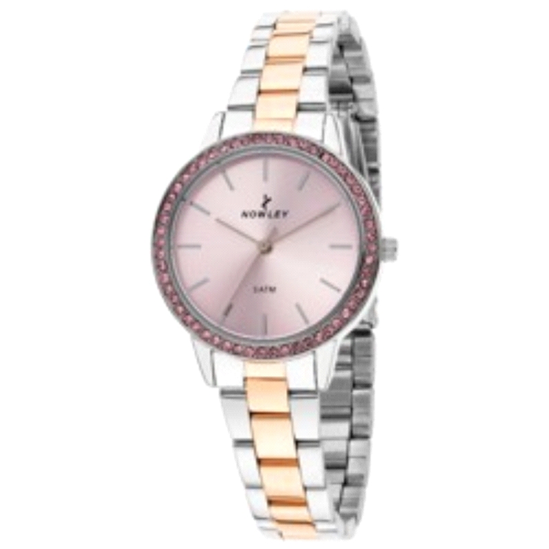 NOWLEY RELOJ CHIC BIC. ESFERA ROSA + CIRCONITAS                                                     