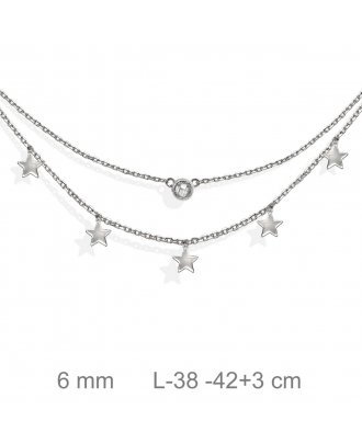 GARGANTILLA PLATA DOBLE CHATON+ESTRELLAS                                                            