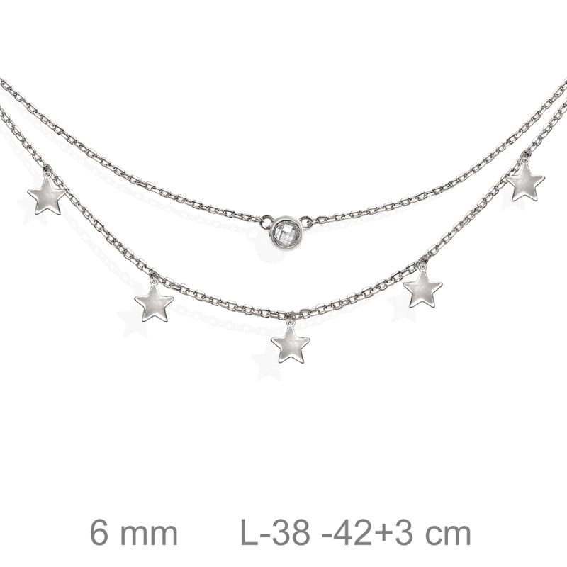 GARGANTILLA PLATA DOBLE CHATON+ESTRELLAS                                                            