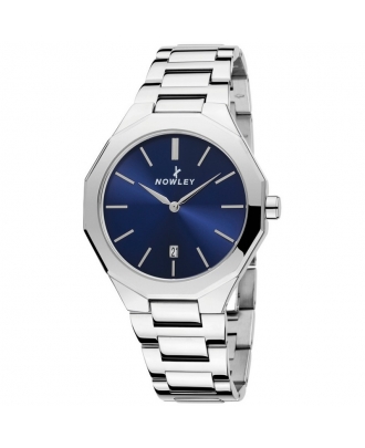 NOWLEY RELOJ CABALLERO PRISMA PLATEADO ESFERA AZUL                                                  