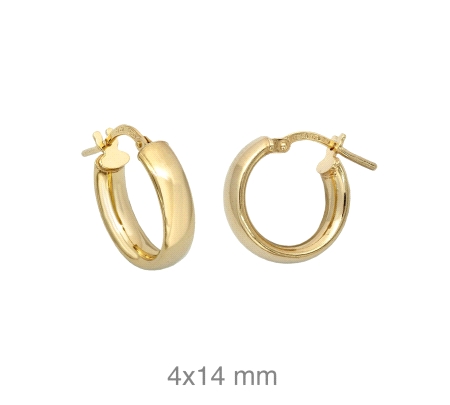 PEND. AROS ACERO BAÑO ORO 4X10MM MEDIA CAÑA                                                         