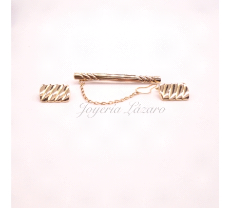 GEMELOS+PILLACORBATAS ORO 18KT RECTANGULAR