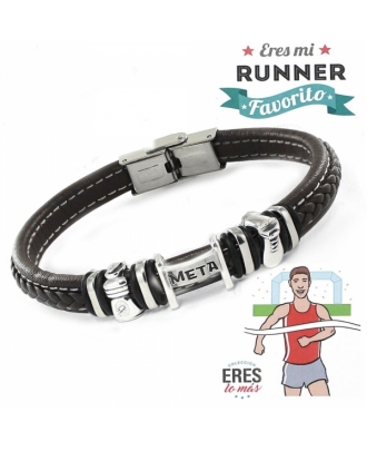  PULSERA PLATA/PIEL ERES MI RUNNER FAVORITO                                                         