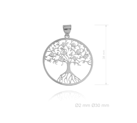 COLGANTE PLATA ARBOL VIDA PERLITAS 30MM