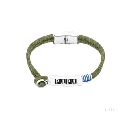 PULSERA ACERO/CORDON VERDE CHAPA PAPA                                                               