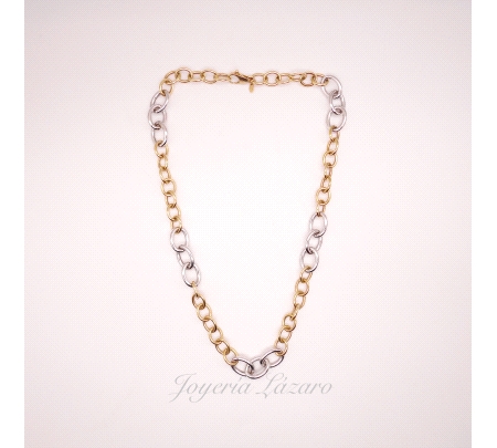 GARGANTILLA 18KTS ESLABONES BICOLOR ITALIANO                                                        