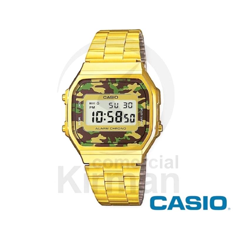 CASIO RELOJ SERIE DIGITAL A168WEGC-3E DORADO/ CAMUFLAJE