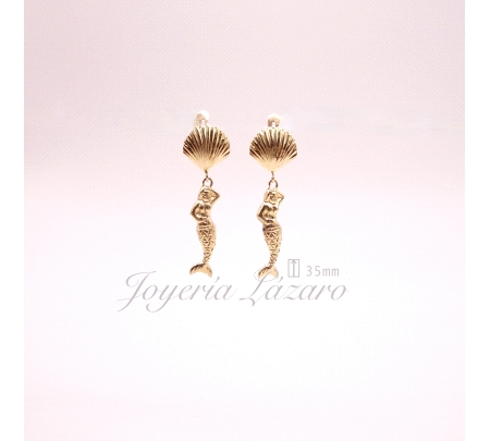 PEND. LARGOS ORO 18 KTS SIRENAS 35MM