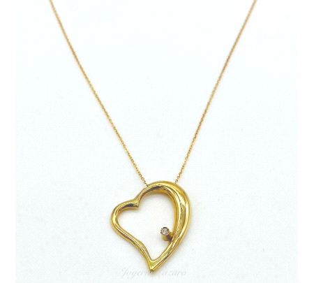 ORO 18 KTS GARGANTILLA CORAZON BRILLANTE