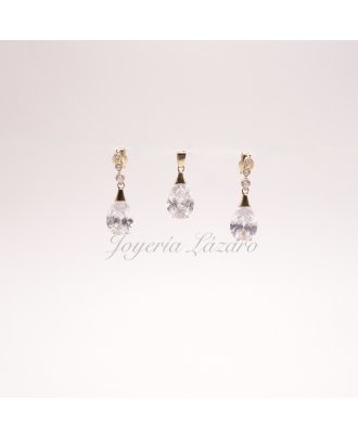 COLGANTE ORO+PERITA CRISTAL, A JUEGO CON PENDIENTES  A19-10604, IDEAL PARA NOVIA