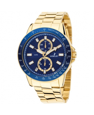 NOWLEY RELOJ HOT DORADO ESFERA  Y BISEL AZUL                                                        