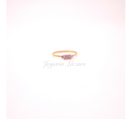 SORTIJA ORO 18 KTS SOLITARIO  BICOLOR RECTANGULAR                                                   