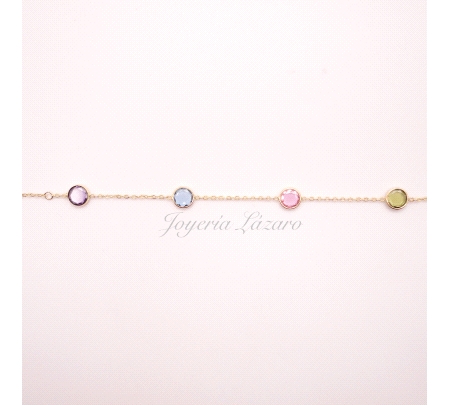 PULSERA ORO 18 KTS CORDON TUTTIFRUTTI CIRCULOS