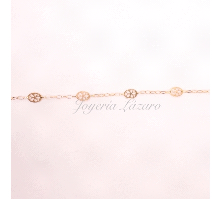 PULSERA ORO 18 KTS FLORES CALADAS