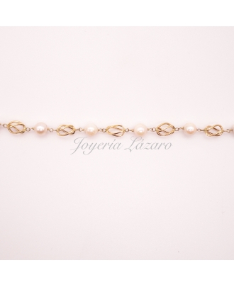 ORO 18 KTS PULSERA PERLA SINT. JAULAS GRANDES                                                       