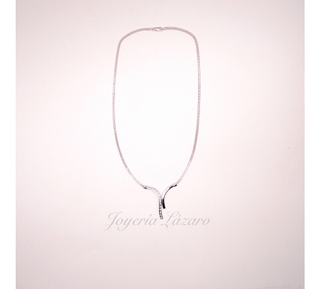 GARGANTILLA 18KTS BLANCO TIPO CORBATIN  1 MOTIVO LISO+1CIRCONITAS                                   