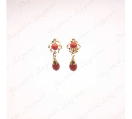 PEND.  ORO 18 KTS ARQUILLO+CHUPON ROJO 18MM ROSCA                                                   