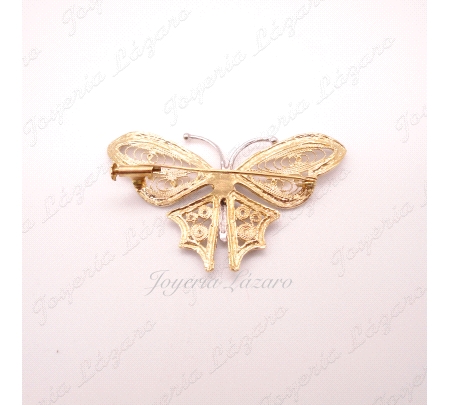 BROCHE 18KTS BICOLOR MARIPOSA