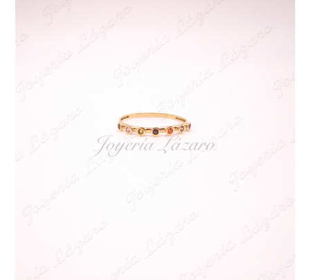 SORTIJA ORO 18 KTS 7CIRCONITAS 2MM MILTICOLOR                                                       