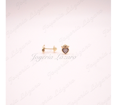 PEND. TORN. ORO 18 KTS CORAZON CON CORONA CIRCONITAS