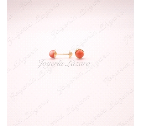 PEND. TORN. ORO 18 KTS BOLITA CORAL 6MM CERCO ORO