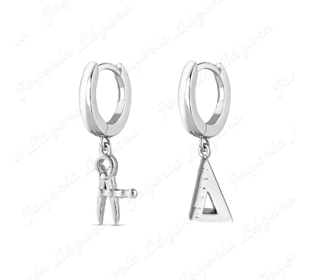 PEND. AROS PLATA RODIADO DE 12 MM COMPAS Y CARTABON                                                 