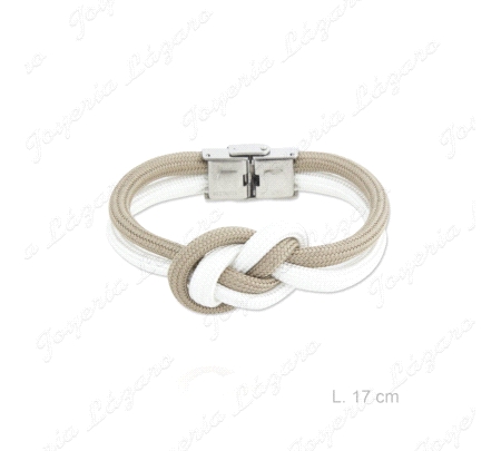 PULSERA ACERO NUDO CAMEL Y BLANCO                                                                   