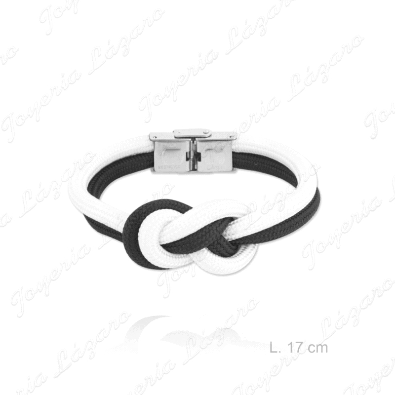 PULSERA ACERO NUDO BLANCO Y NEGRO                                                                   