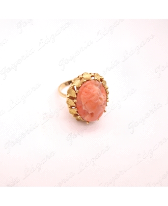 SORTIJA ORO 18KT OCASIONCERCO  CORAL TALLA MUJER                                                    