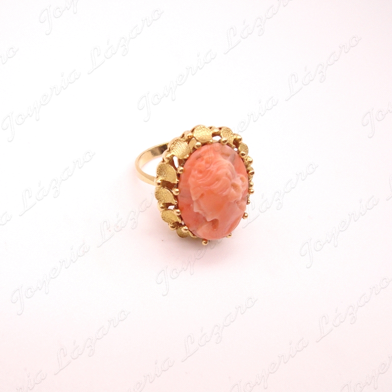 SORTIJA ORO 18KT OCASIONCERCO  CORAL TALLA MUJER                                                    