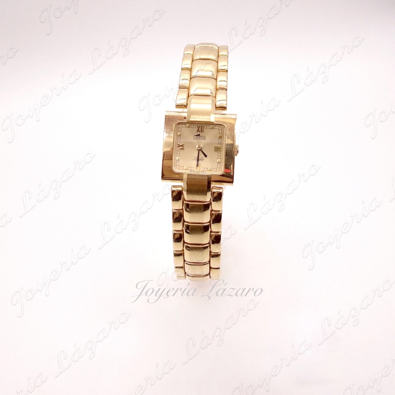 RELOJ ORO 18KTS LOTUS SRA. CUARZO
CRISTAL ZAFIRO, CAJA 21X21MM
53GR