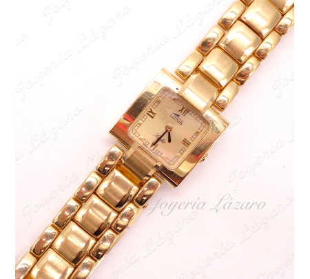 RELOJ ORO 18KTS LOTUS SRA. CUARZO
CRISTAL ZAFIRO, CAJA 21X21MM
53GR