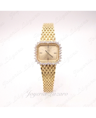 RELOJ OMEGA SRA. 
CCAJA CUADRADA 30X27MM
MAQUINARIA CUARZO OMEGA
31 DIAMANTES TALLA BRILLANTE VS 0.20CT C/U
67.8GR TOTAL

