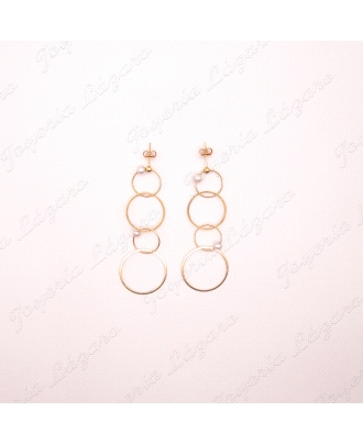 PEND. LARGOS ORO 18KT OCASION 4 AROS PERLITAS                                                       