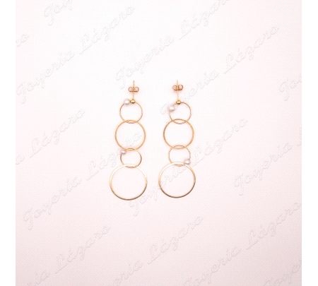 PEND. LARGOS ORO 18KT OCASION 4 AROS PERLITAS                                                       