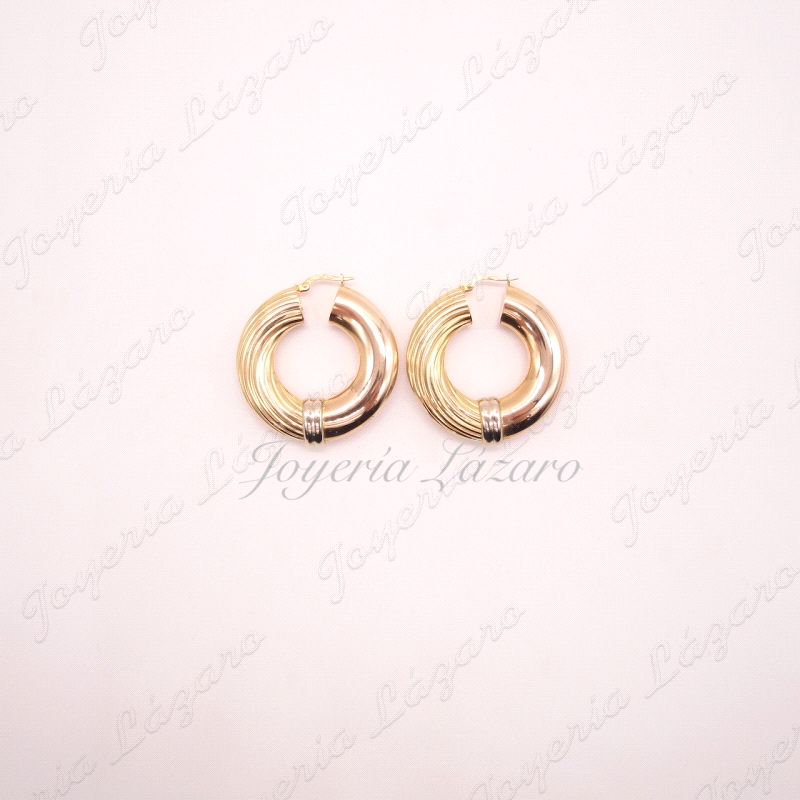 PENDIENTES AROS ORO 18KT,TRICOLOR,DIAMETRO 33MM