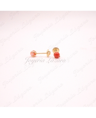 PEND. TORN. ORO 18 KTS BOLITA CORAL 4MM                                                             
