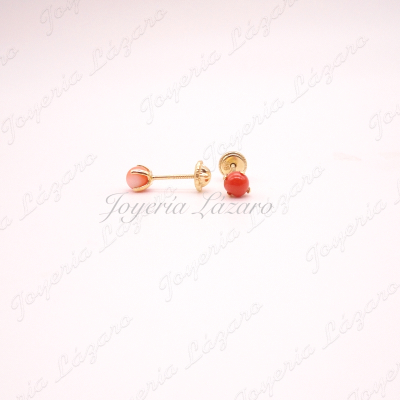 PEND. TORN. ORO 18 KTS BOLITA CORAL 4MM                                                             