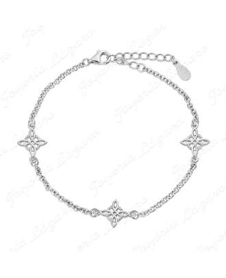 PULSERA PLATA RODIADA CON TRES NUDOS DE BRUJA DE 10 MM Y 17 + 3 CM                                  