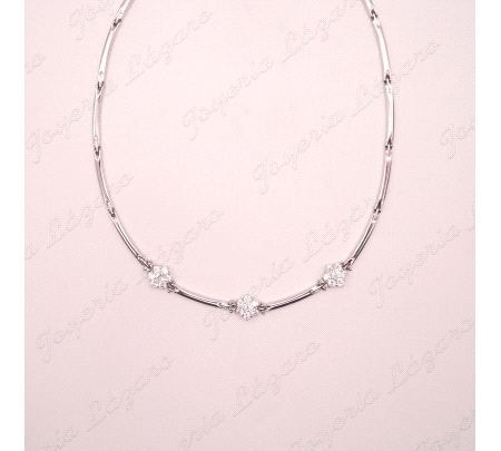 GARGANTILLA ORO BL.18KT OCASION TRES ROSETAS CIRCONITAS